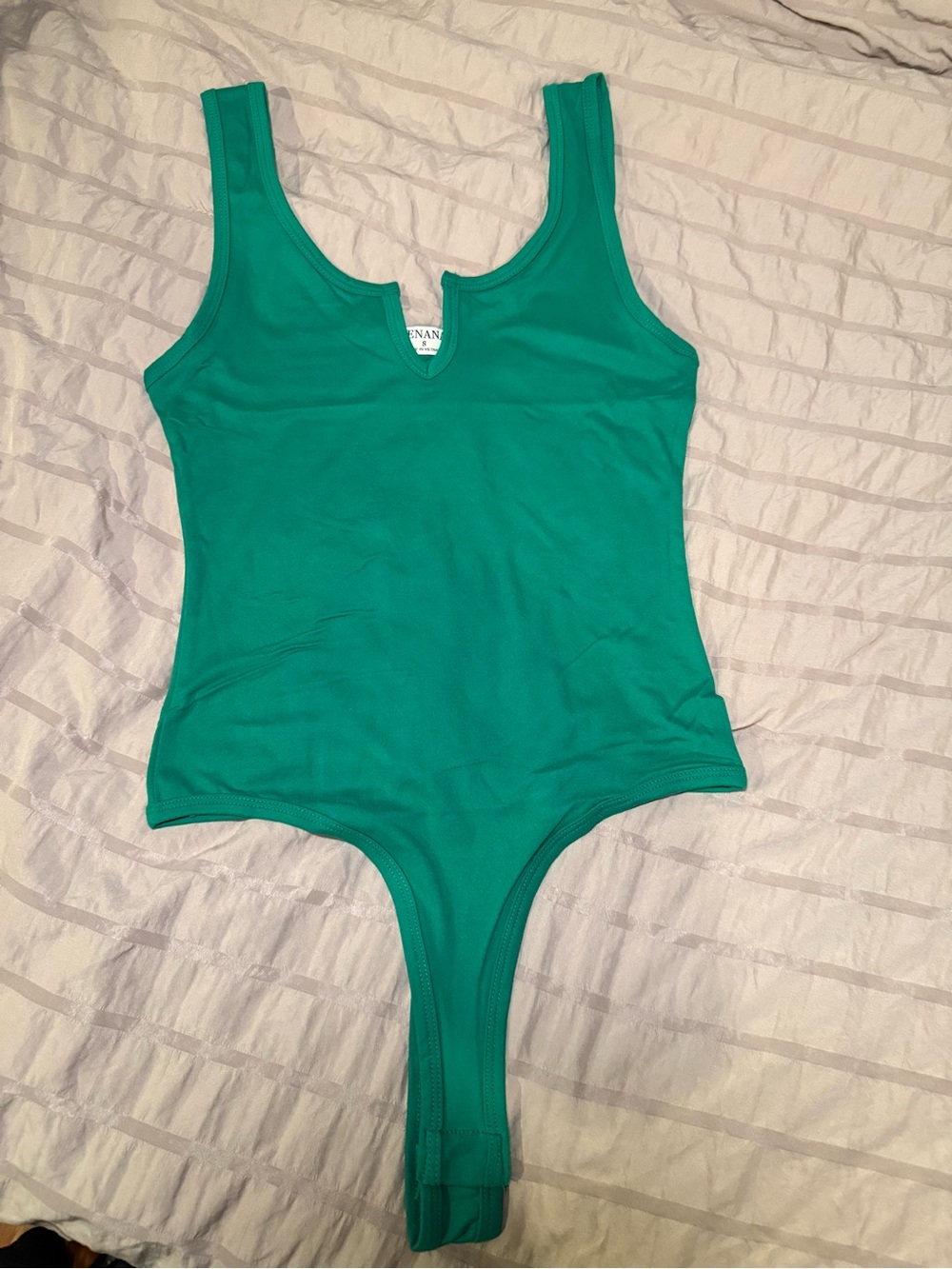 Zenana Outfitters Green Thong Tank Bodysuit
